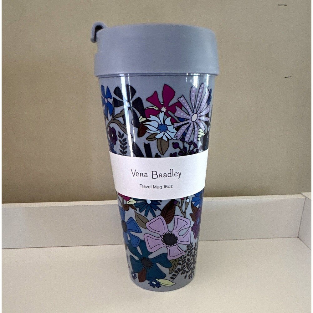 Vera Bradley 16oz Floral Travel Tumbler Bengal Lily BPA-Free with Lid NEW